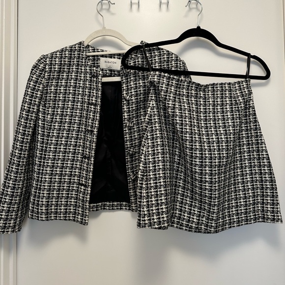 BABATON Aritzia Tweed Black and White Skirt Suit - Picture 1 of 5